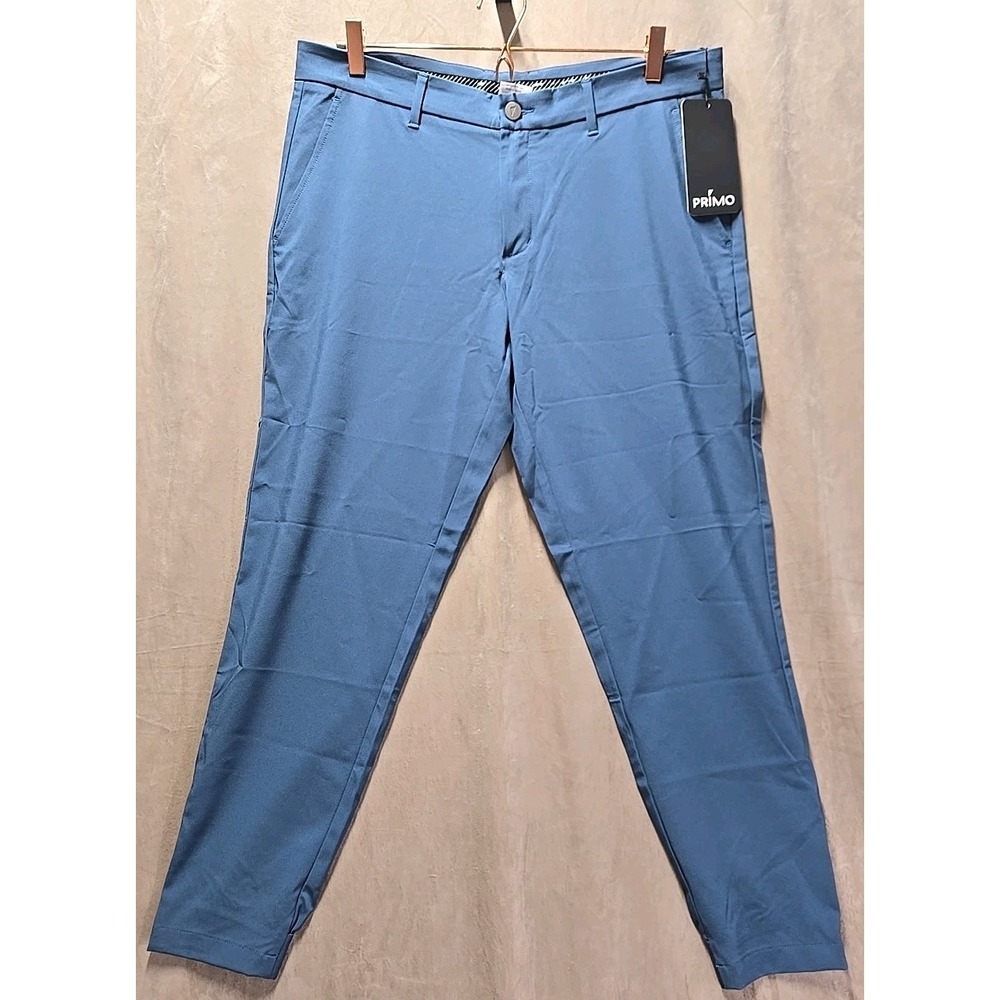Primo Golf Jogger Pants Mens 35 Short Slate Blue Performance Tapered Ankle Zip‎